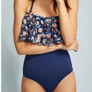 Anthropologie Allihop Embroidered one piece swim